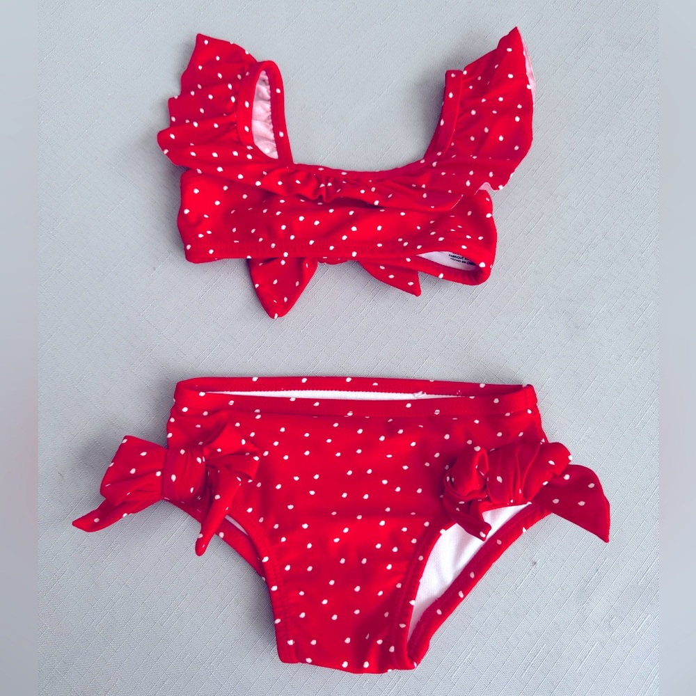 Jessica Simpson Red Polka Dot Baby Bikini Set